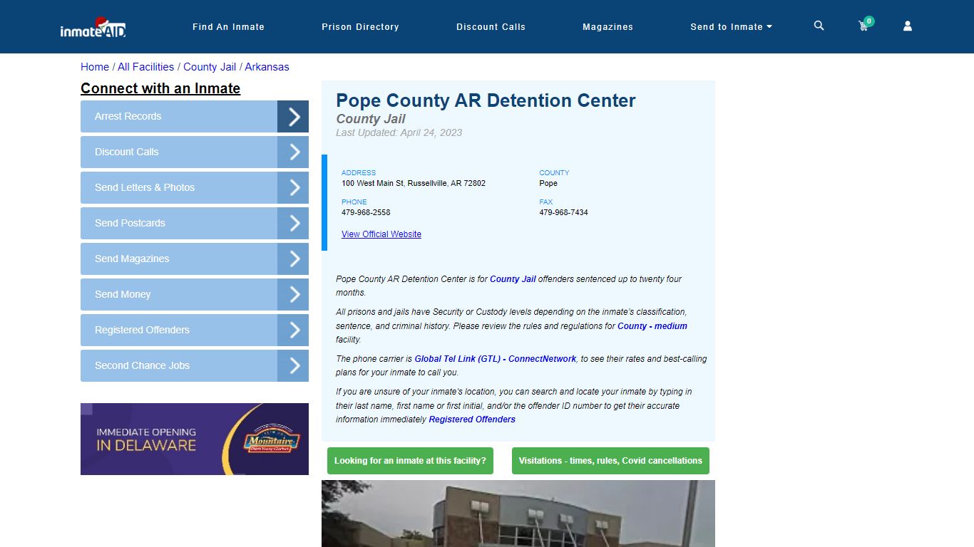 Pope County AR Detention Center - Inmate Locator - Russellville, AR