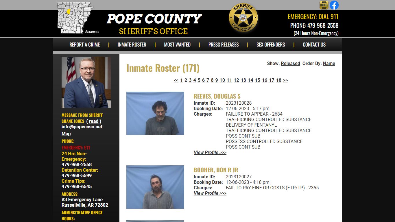 Page 2 Current Inmates Booking Date Descending - Pope County AR Sheriff ...